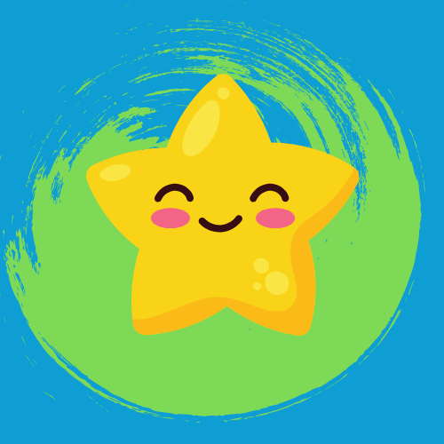 smiling star on green paint splash